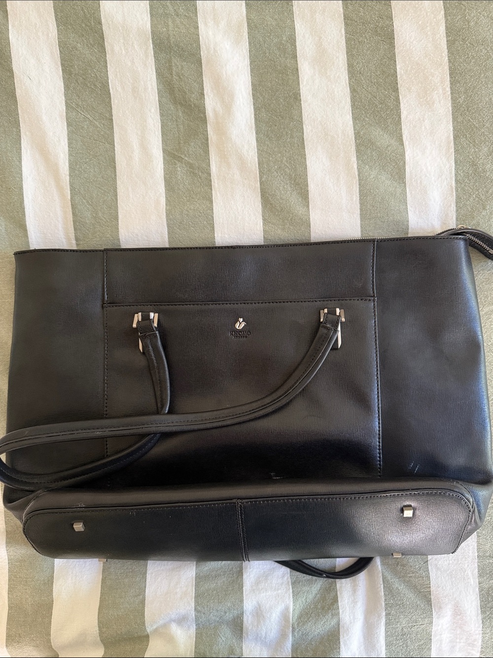 Knomo Sleek Professional Black Leather Tote